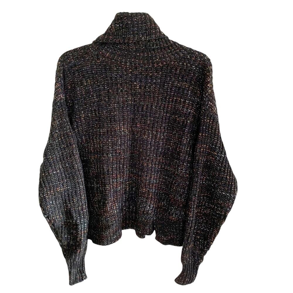 Leighton Chunky Knit Black Rainbow Confetti Turtleneck Large - Picture 2 of 8